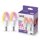 Duopak 2x WiZ Smart LED E14 Kaars Mat 5W 470lm | Beste Kleurweergave - Dimbaar - Vervangt 40W